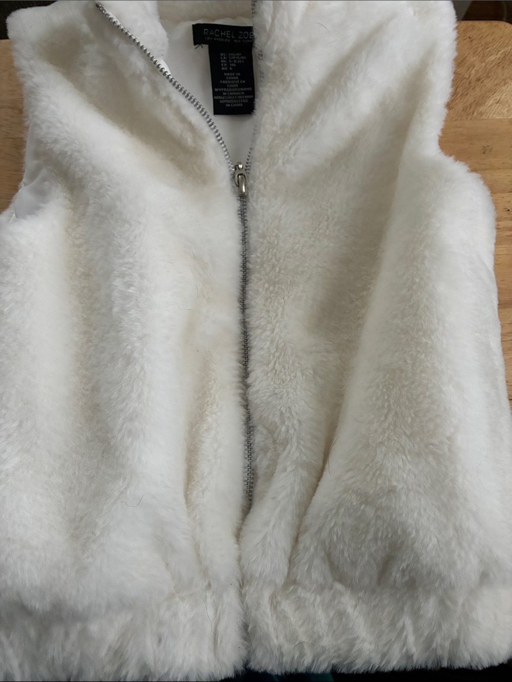 Rachel Zoe Kids Ivory Faux Fur Zip-Up Vest SizeS (5-6)